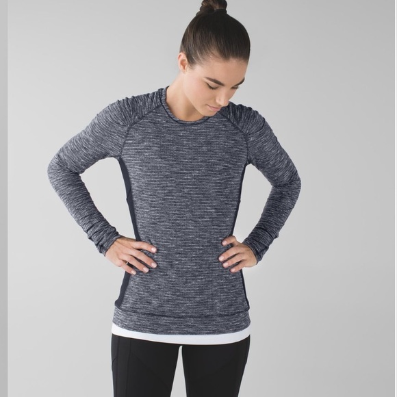 Lululemon Think Fast Long Sleeve Grey Pattern Sweater - Picture 1 of 16